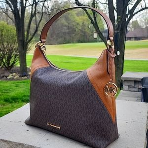 SOLD SOLD. MICHAEL MICHAEL KORS LARGE ARIA BROWN/ACORN SHOULDER BAG NWT